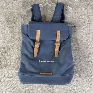 PayPal Pay Later Backpack Blue Canvas Top Load Laptop Travel Office Employee